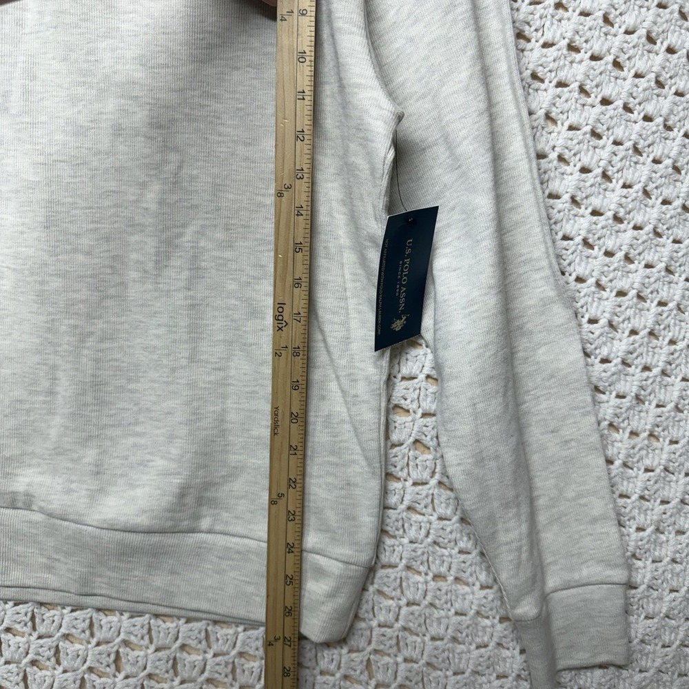 U.S. Polo Assn Sweatshirt Men's Sz S Grey 1/4 Zip Logo Pullover Cotton Blend NWT - Picture 4 of 10